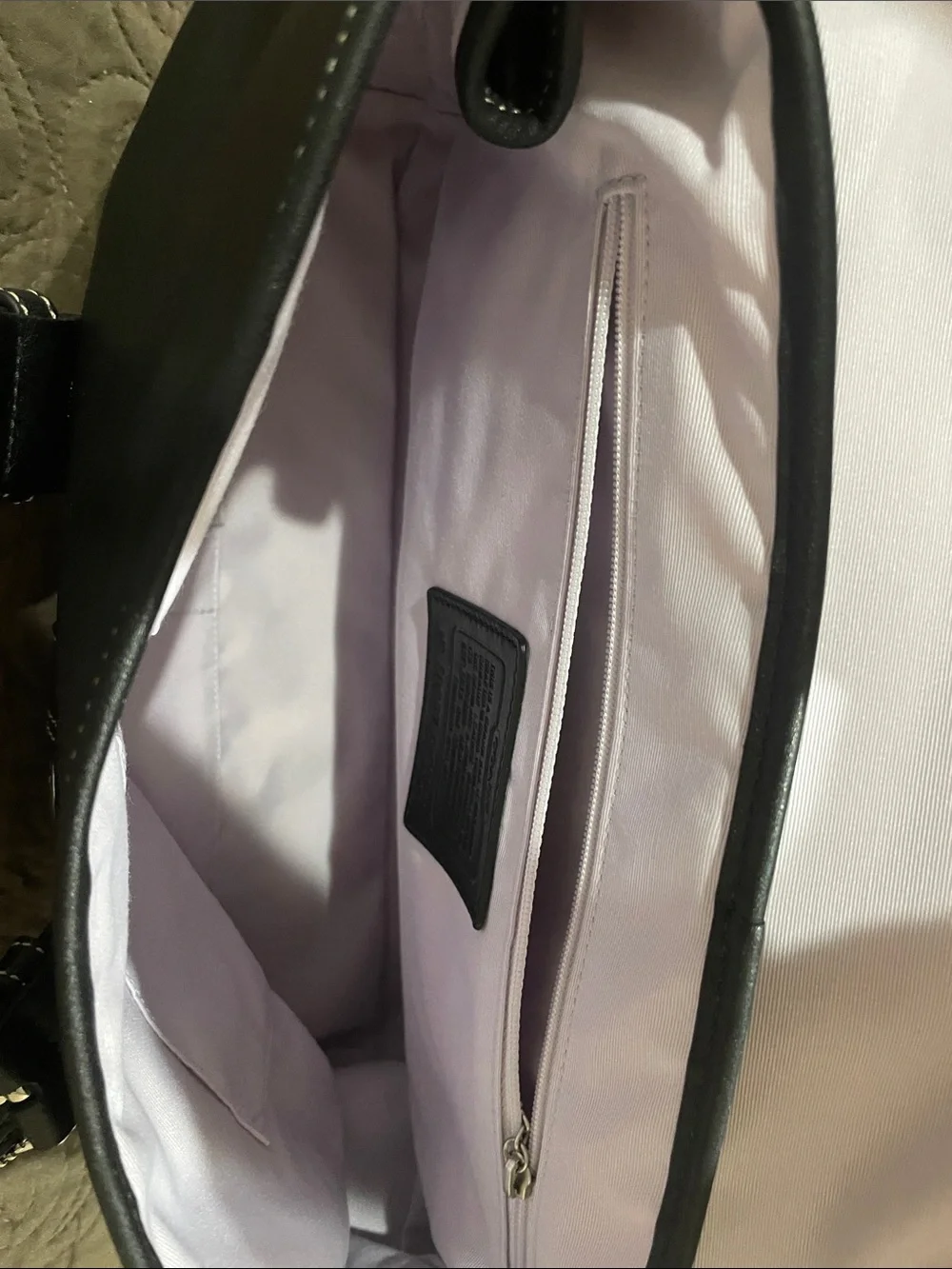 Coach Black Leather Shoulder Bag with Contrast Stitching